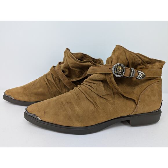 Vintage Zodiac Suede Ankle Boots with Skull Accents Men's Size 13 - Picture 2 of 13